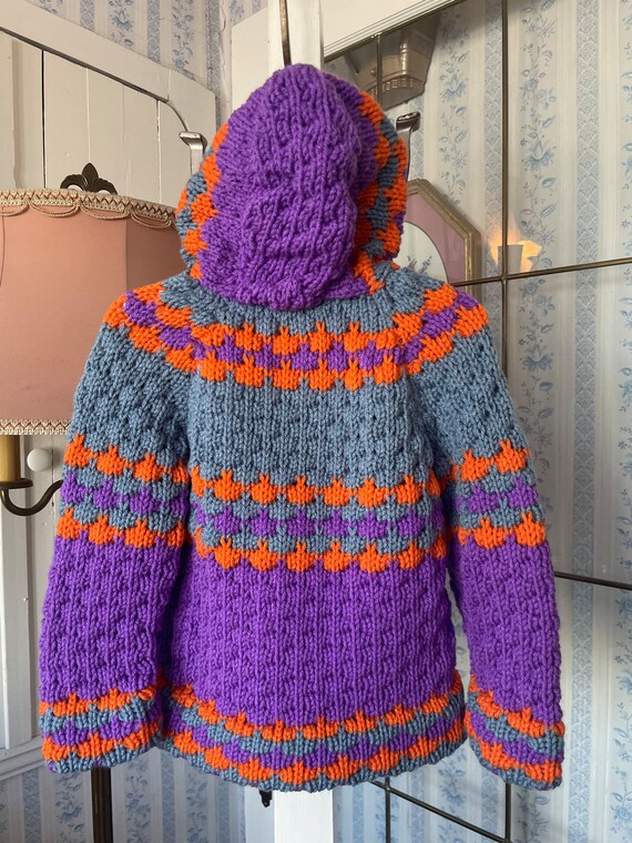 Vintage kids' sweater, hand knit cardigan, hoodie… - image 6