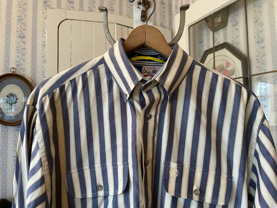 blue and yellow dress shirt Mens Button Down Flannel Shirt in Blue and Yellow Check main image 0