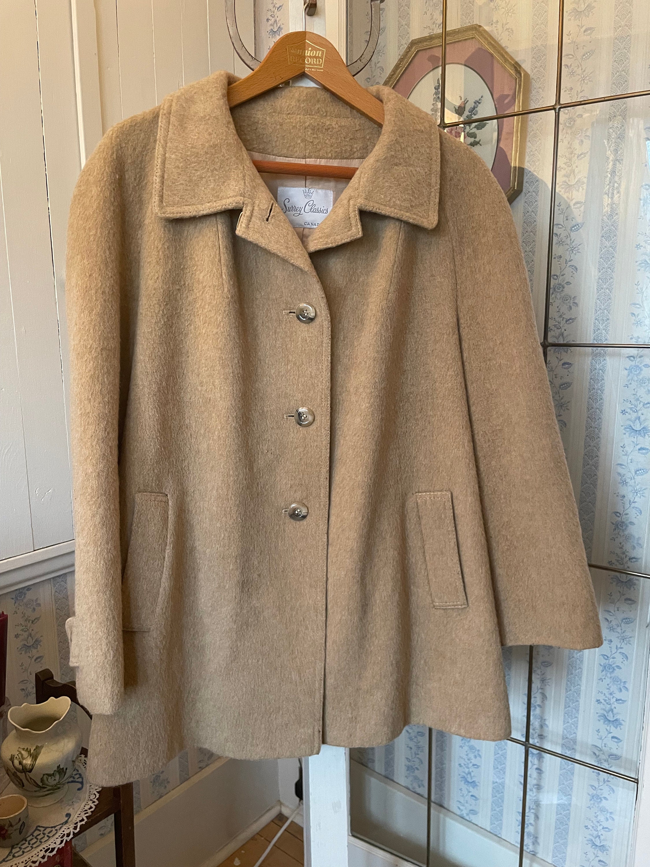 Vintage Beige Jacket, Short Coat, Beige Wool Blend Jacket Vintage Beige Jacket, Short Coat, Beige Wool Blend Jacket