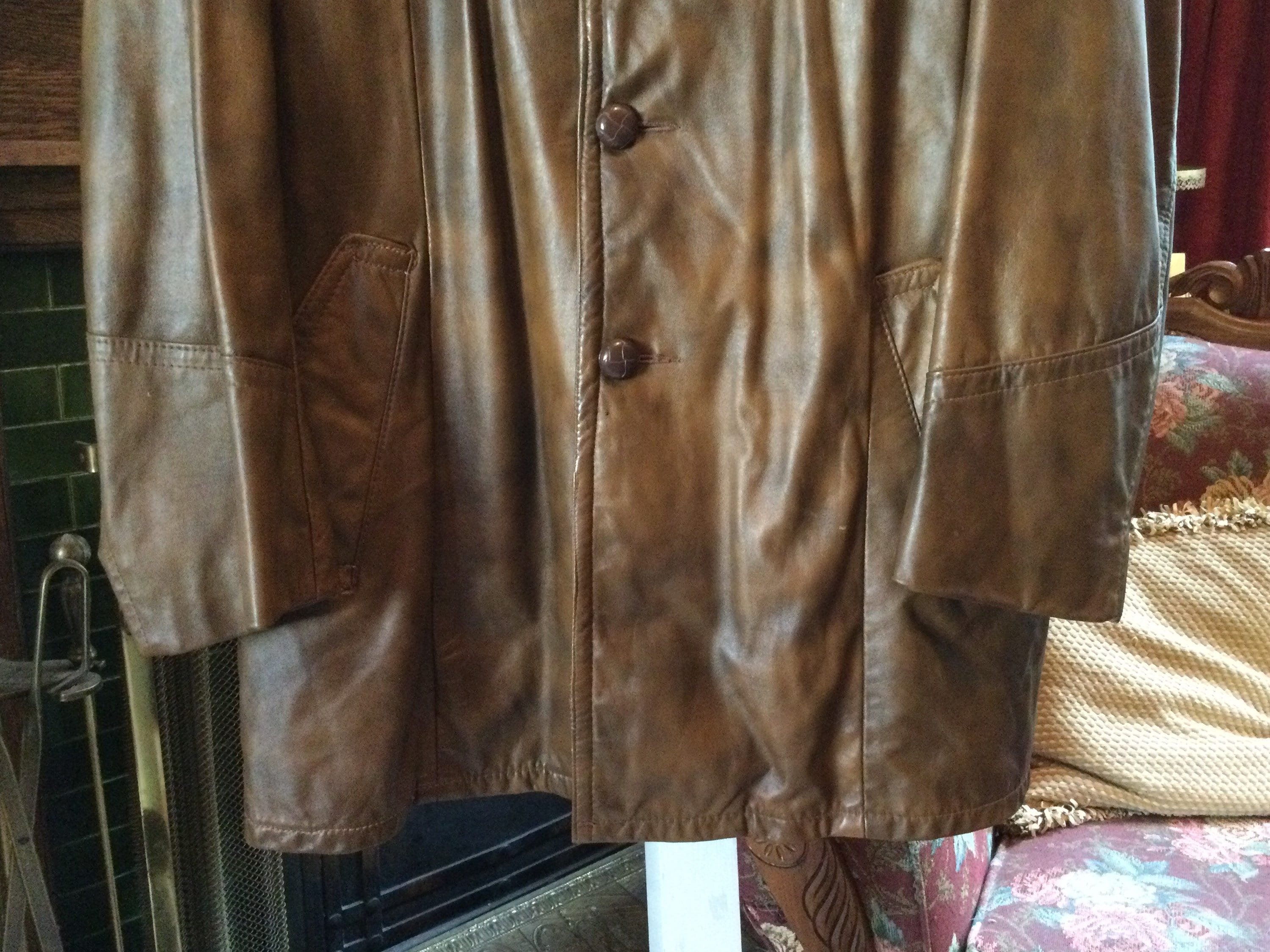 Vintage Brown Leather Jacket, Coat (A864) With Removable Lining - Etsy