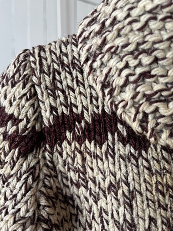 Vintage kids' handmade wool sweater, brown Cowich… - image 6