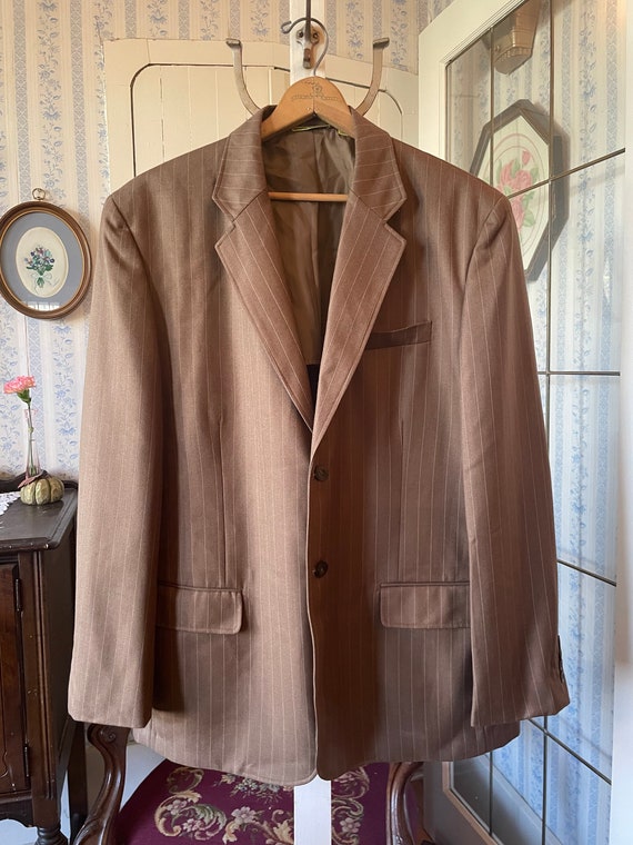 Vintage brown sport coat, brown pinstriped jacket 