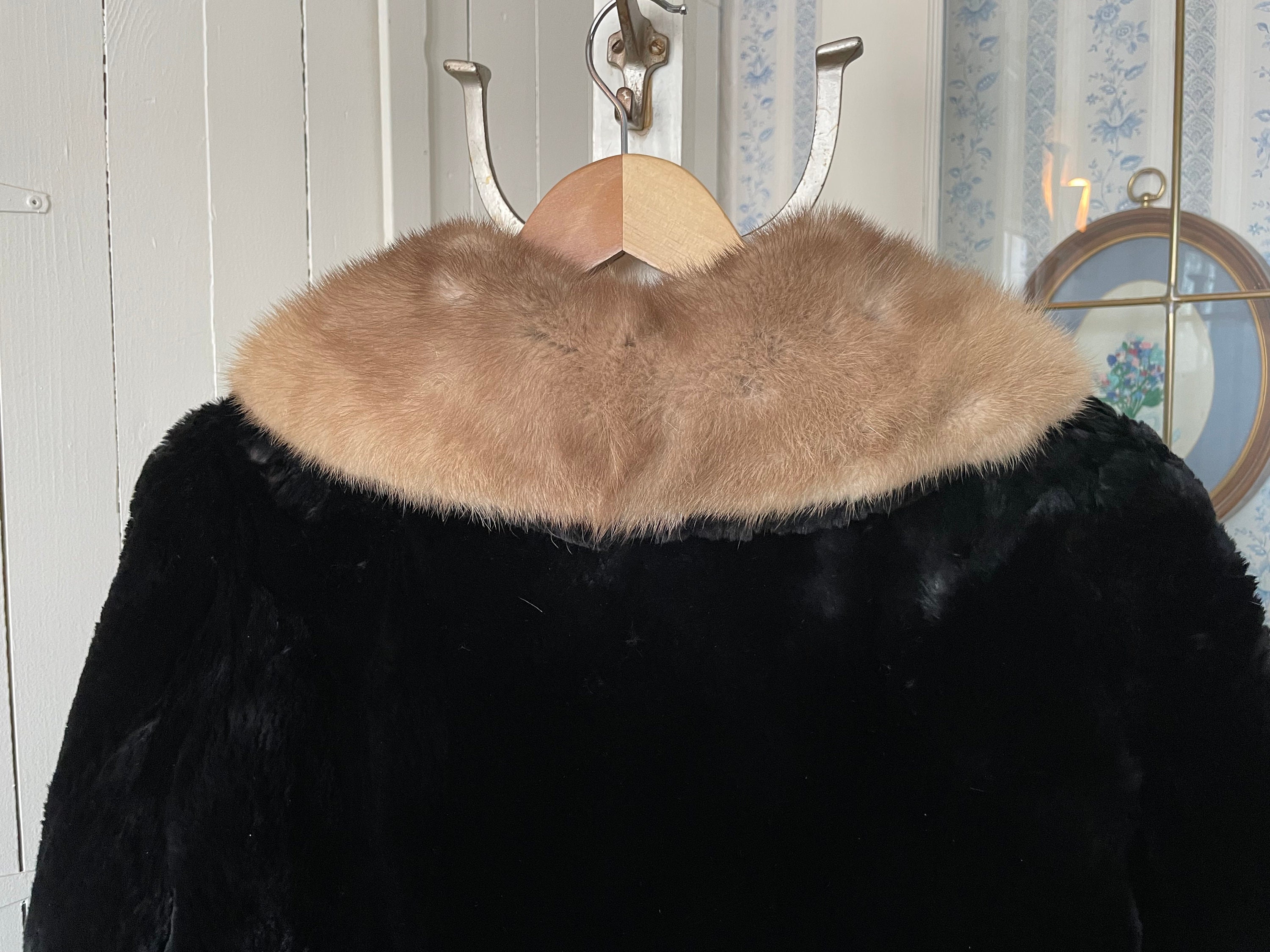 Vintage Black Sheared Beaver Fur Coat B169 With Mink Collar - Etsy