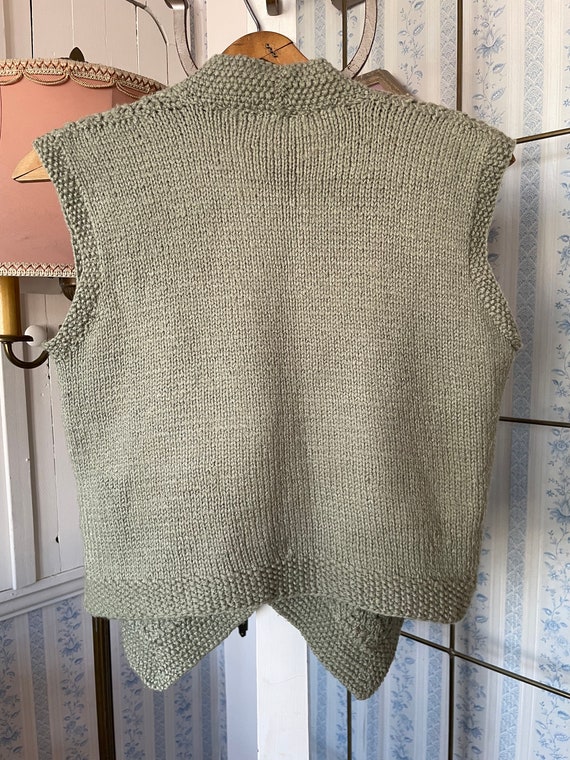 Vintage green vest, handknit green vest (B894), s… - image 5