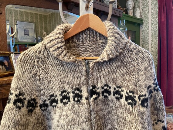Vintage Hand Knit Wool Cowichan Sweater, Cardigan (B146 Vintage Hand Knit Wool Cowichan Sweater, Cardigan (B146