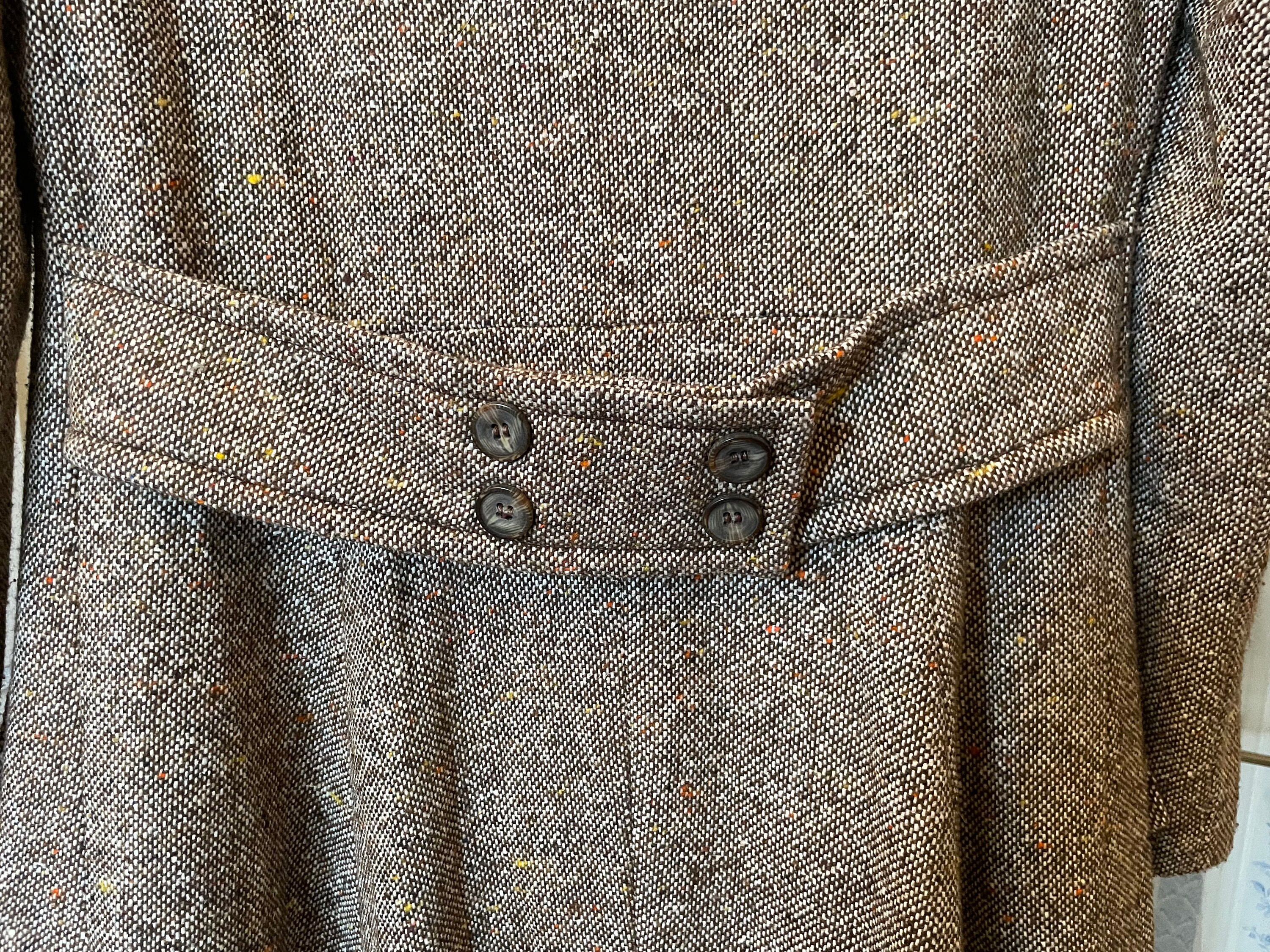 Vintage Winter Coat, Long Wool Coat (B697), Brown Beige