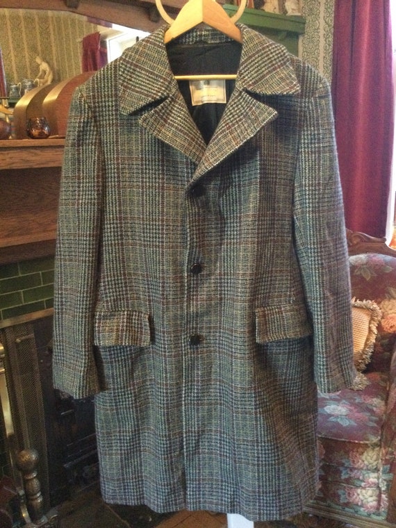 Vintage lined wool coat (B006), overcoat, in multicol… Gem
