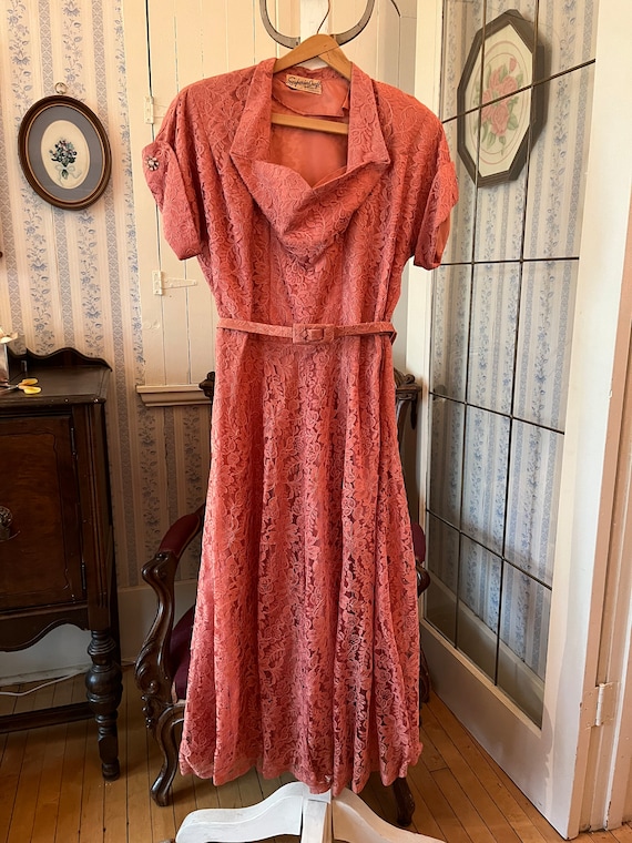 Vintage Peach Lace Dress, Coral Cocktail Dress (C726), Peach Coral Lace Dress, Fancy Dress, Cocktail Dress, Midi Dress With Belt - Etsy Vintage Peach Lace Dress, Coral Cocktail Dress (C726), Peach Coral Lace Dress, Fancy Dress, Cocktail Dress, Midi Dress With Belt - Etsy