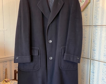 Vintage cashmere coat, blue cashmere overcoat (B820), dark navy blue cashmere long coat, overcoat, winter coat