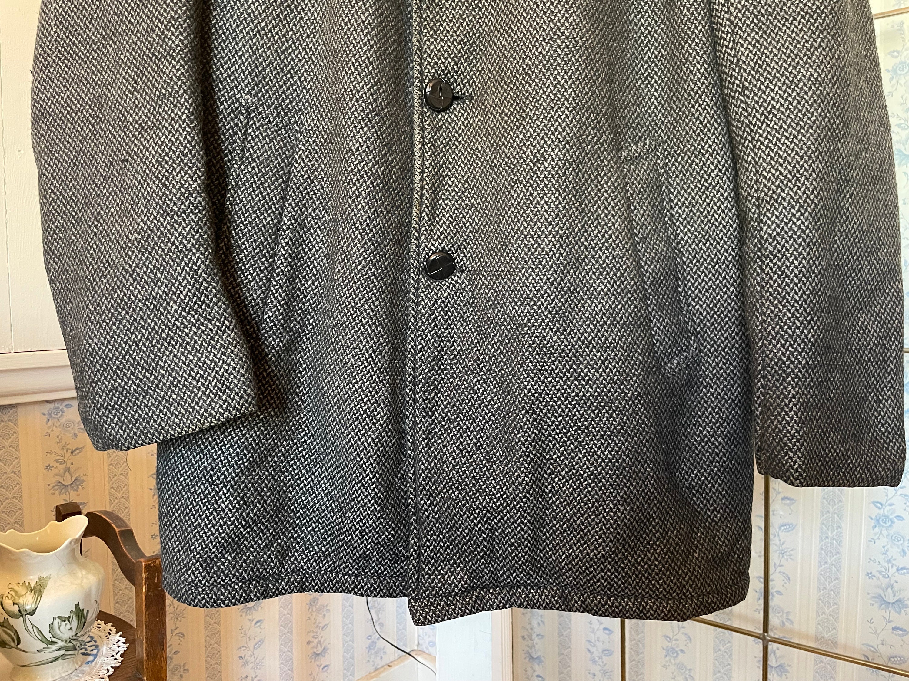 Vintage Short Coat, Jacket, Wool Blend Jacket (B702), Black and