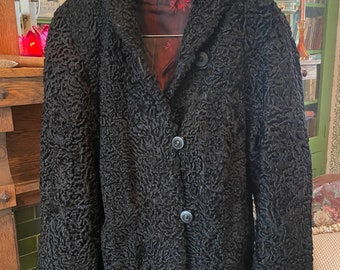 Vintage black cropped Persian lamb jacket (B312), short coat