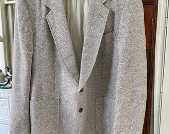 Vintage sport coat, beige sport coat (B578), wool linen blend beige tweed sport coat, jacket, blazer