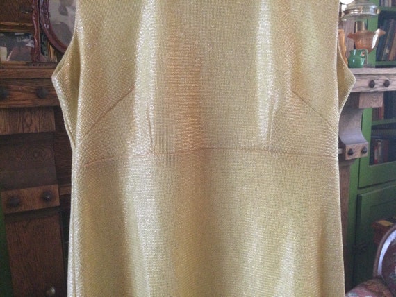 Shimmery vintage pale yellow full length dress, g… - image 3