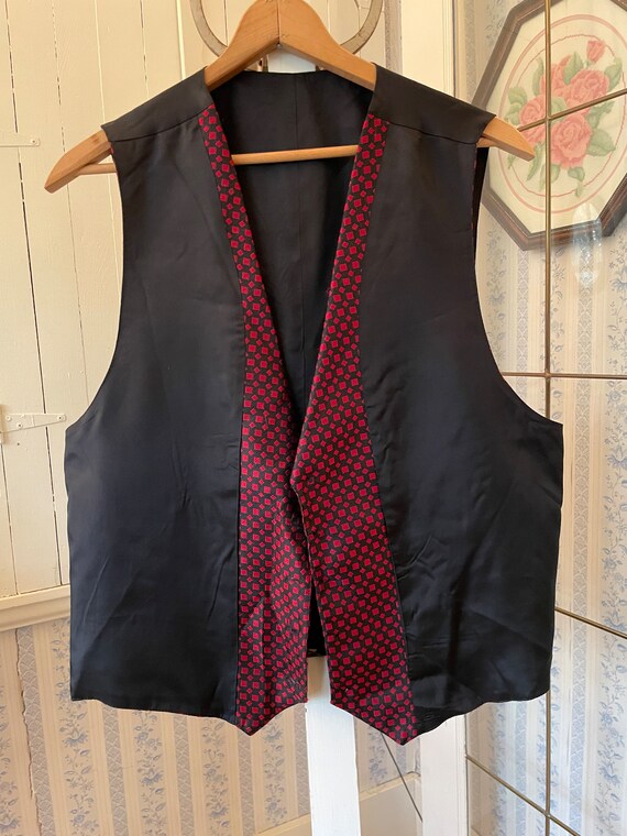 Vintage red vest, red and black tuxedo vest, wais… - image 7