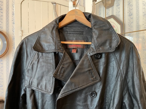 Vintage Black Coat, Leather Trench Coat (C414), Danier Black Vintage Black Coat, Leather Trench Coat (C414), Danier Black