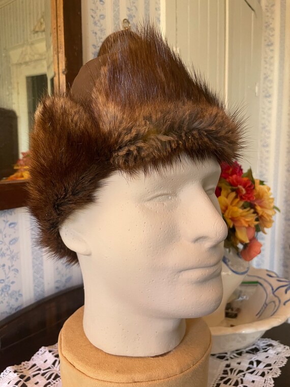 Vintage Trapper Hat, Brown Winter Hat, Cap (B664), Brown  display picture 2