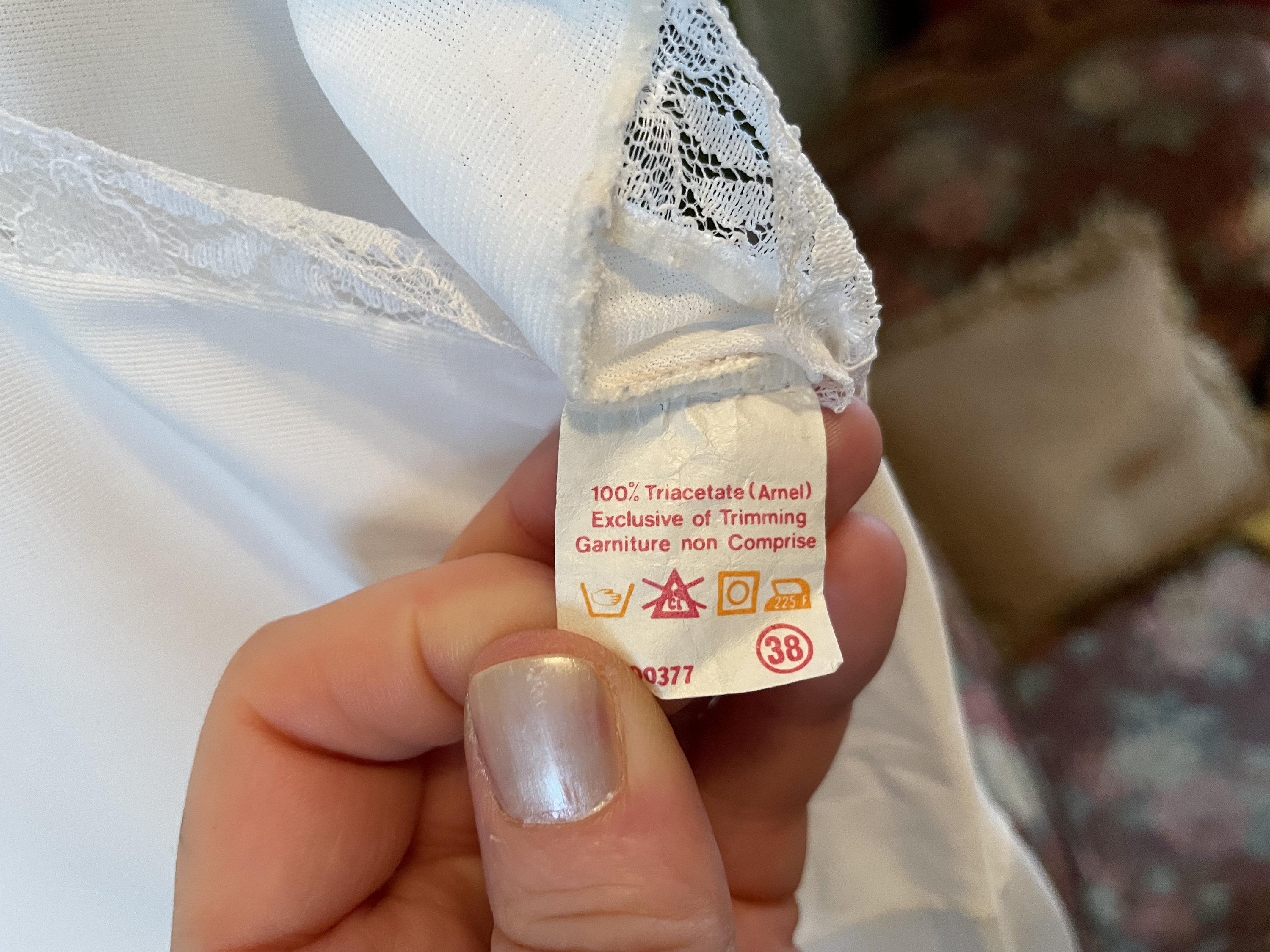 Vintage White Slip, Slip Dress (B427) With White Lace Trim