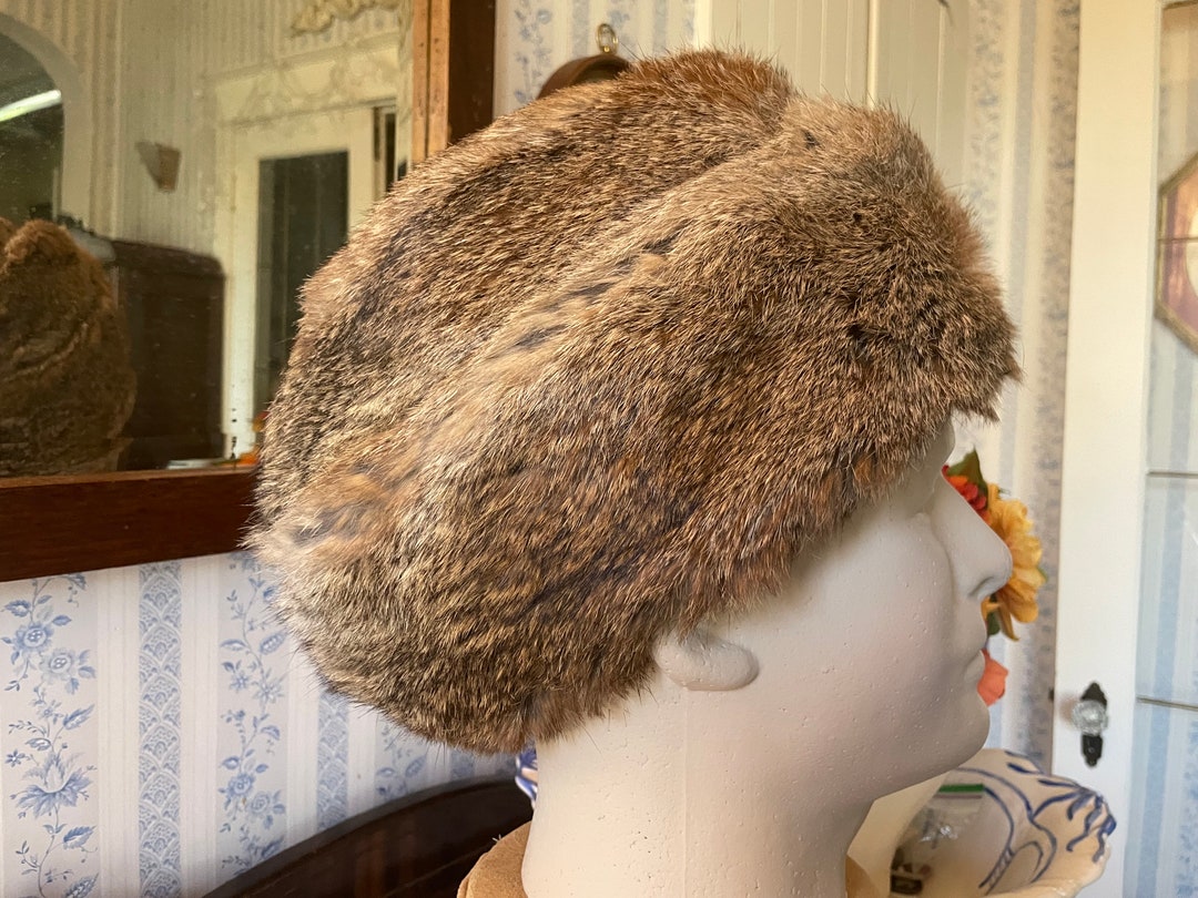 Vintage Fur Hat, Brown Fur Hat (B641), Biltmore Light Brown Rabbit Fur ...