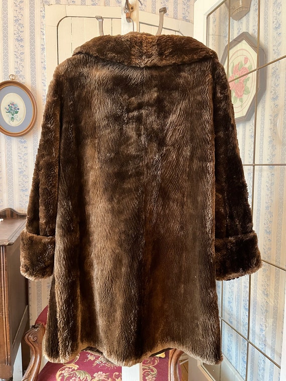 Vintage brown fur coat, long brown coat (C580), d… - image 6