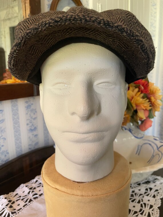 Vintage flat hat, cap, newsboy cap, hat (B639), b… - image 5