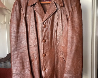 Vintage leather jacket, brown leather coat (B947), caramel brown leather jacket, coat