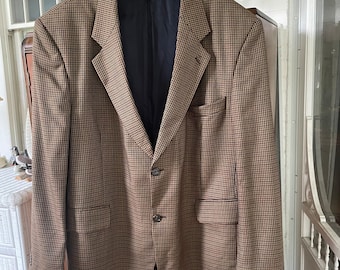 Vintage pure virgin wool herringbone jacket, sport coat (B450), beige, brown, green fall colours