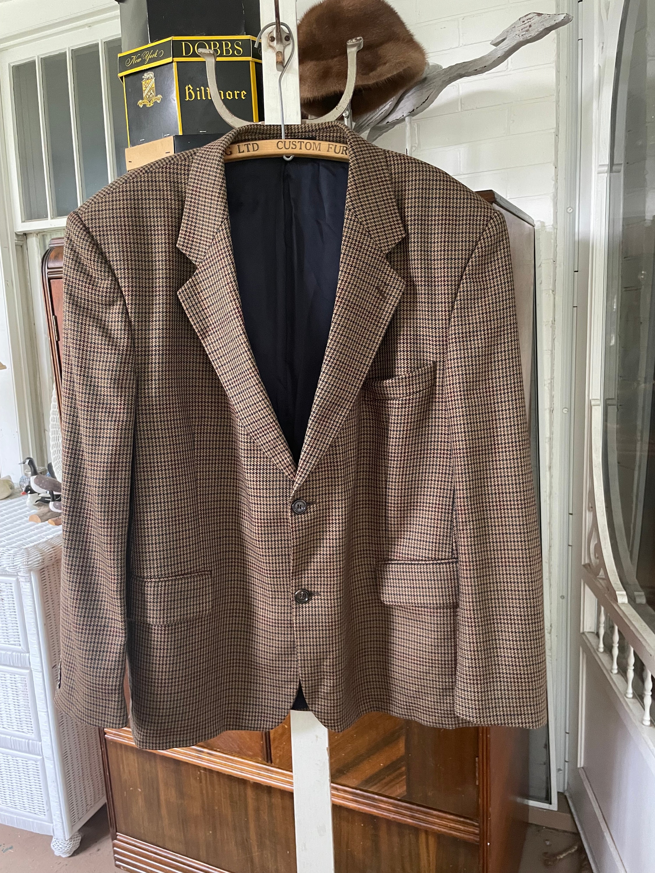 Herringbone wool blend coat