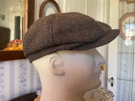 Vintage flat hat, cap, newsboy cap, hat (B639), b… - image 3