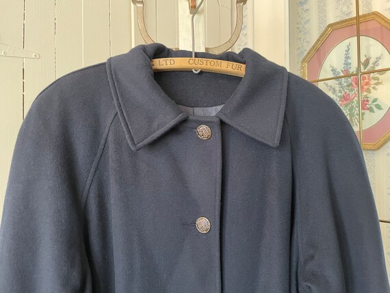 Vintage Navy Blue Coat, Wool Short Coat (B860), Navy Blue Wool