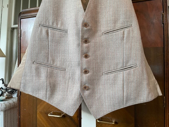 Vintage beige vest, tan beige wool blend waistcoa… - image 3