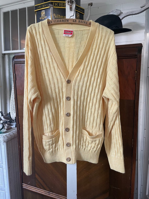 Mens yellow shop cardigan sweater