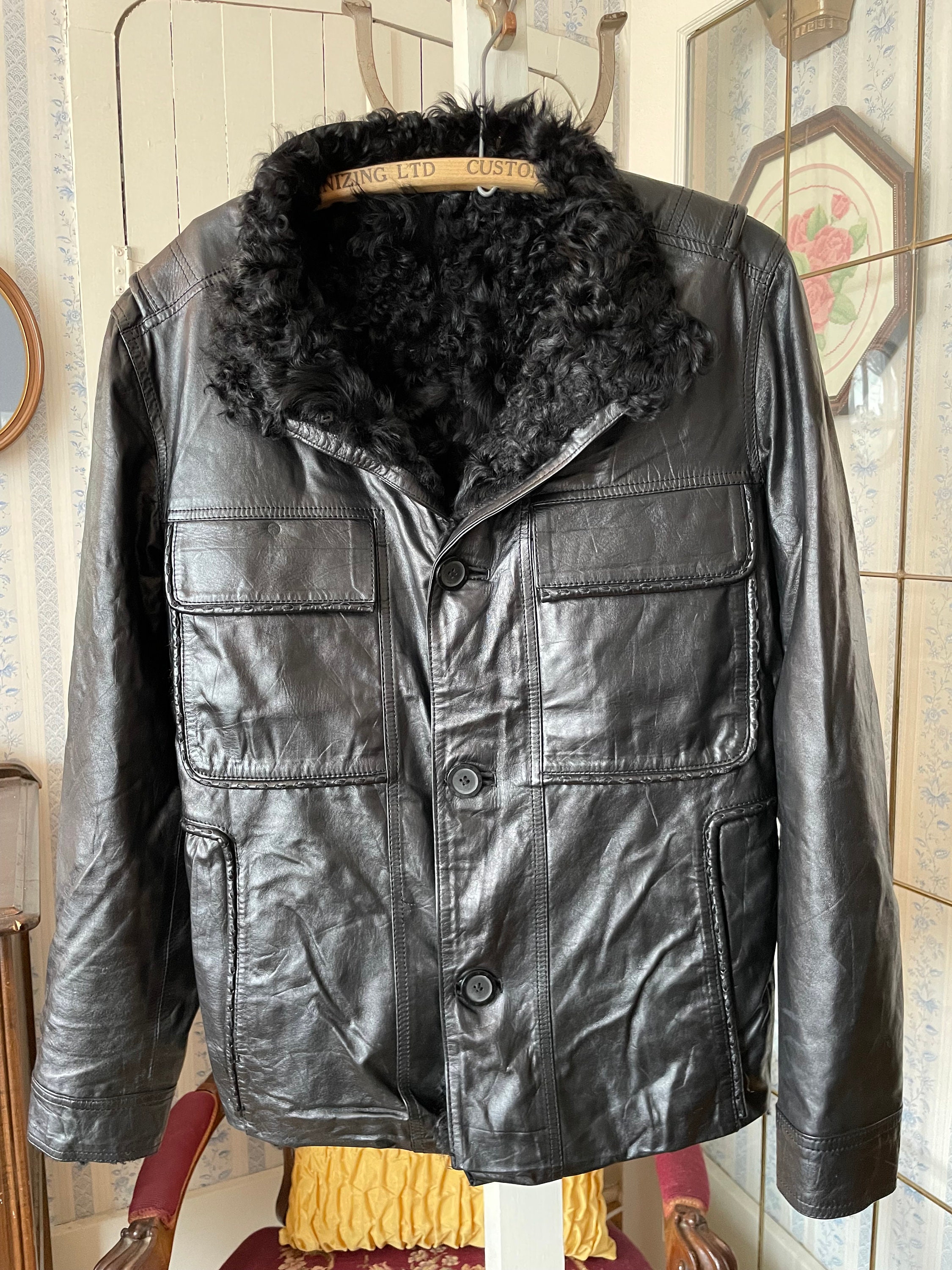 Vintage Black Leather Jacket, Fur Lined Black Leather Coat C342, Black Leather Jacket, Coat With Black Fur Lining - Etsy Canada Vintage Black Leather Jacket, Fur Lined Black Leather Coat C342, Black Leather Jacket, Coat With Black Fur Lining - Etsy Canada
