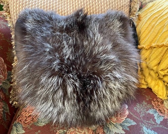 Vintage dark brown beaver fur hand warmer, muff (B288), with pocket and change purse