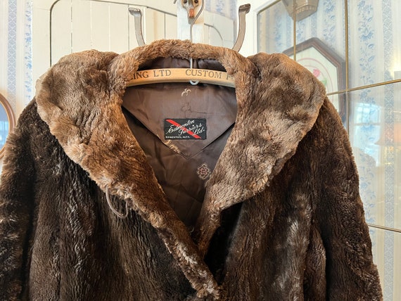Vintage brown fur coat, long brown coat (C580), d… - image 3