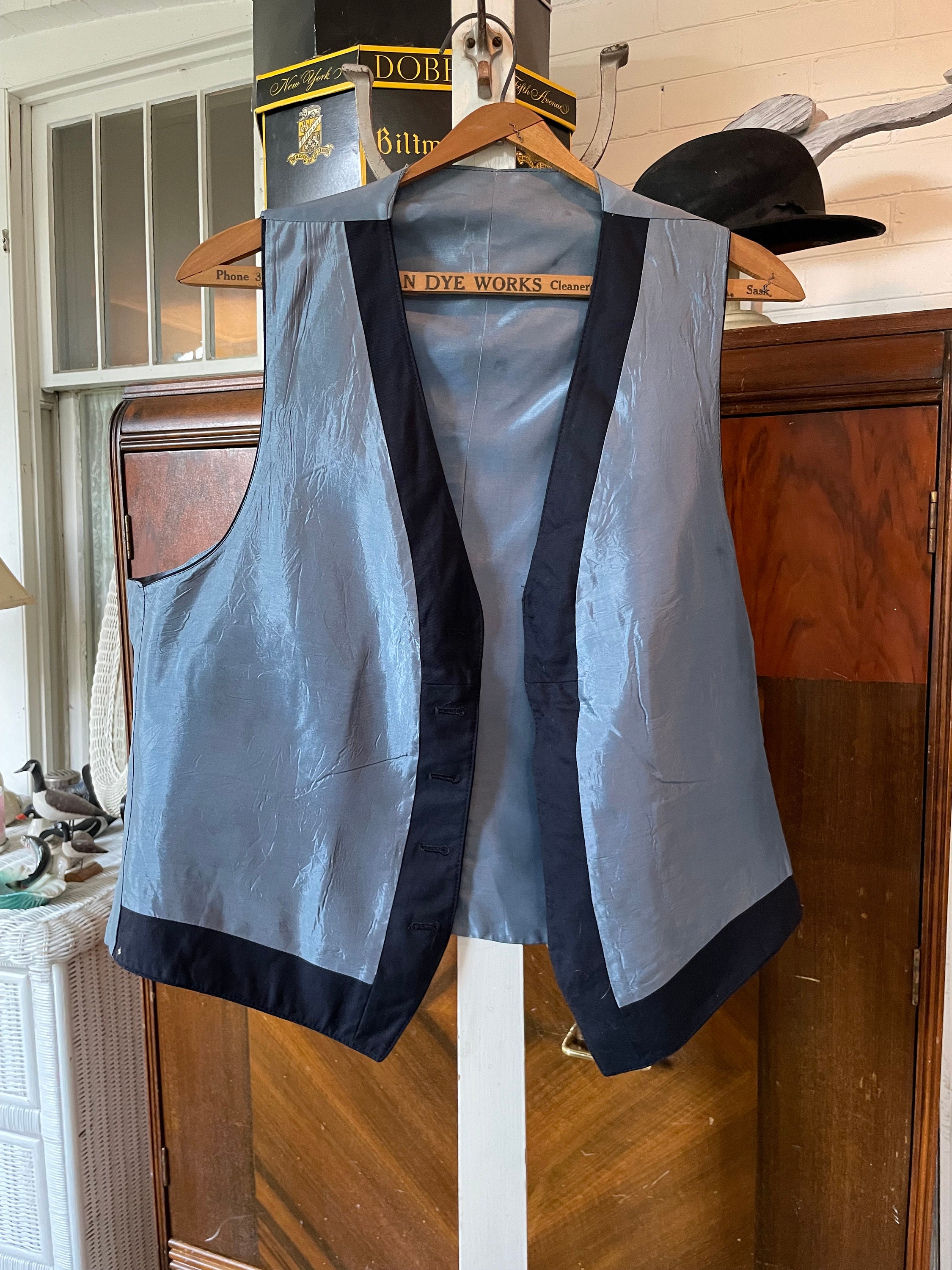 Vintage Blue Vest, Navy Blue Vest, Waistcoat (B603), Dark Vintage Blue Vest, Navy Blue Vest, Waistcoat (B603), Dark