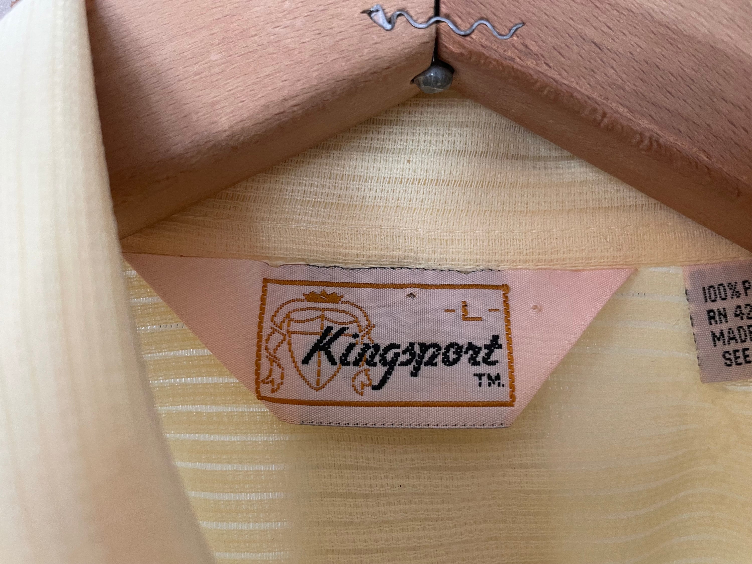 Vintage Yellow Shirt, Button Down Shirt (B858), Kingsport