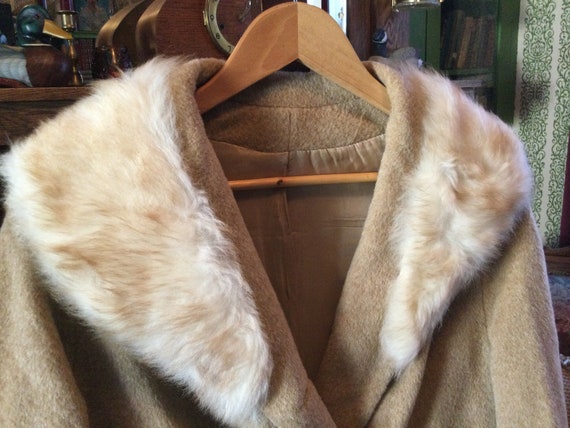 Vintage camel coloured wool coat (A990), jacket w… - image 2