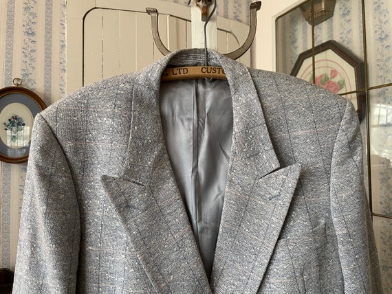 Vintage Light Blue Sport Coat Double Breasted Jacket C348 Wool Linen Double Breasted Light Blue Blazer With Pink Accents Formal Jacket Etsy Ireland