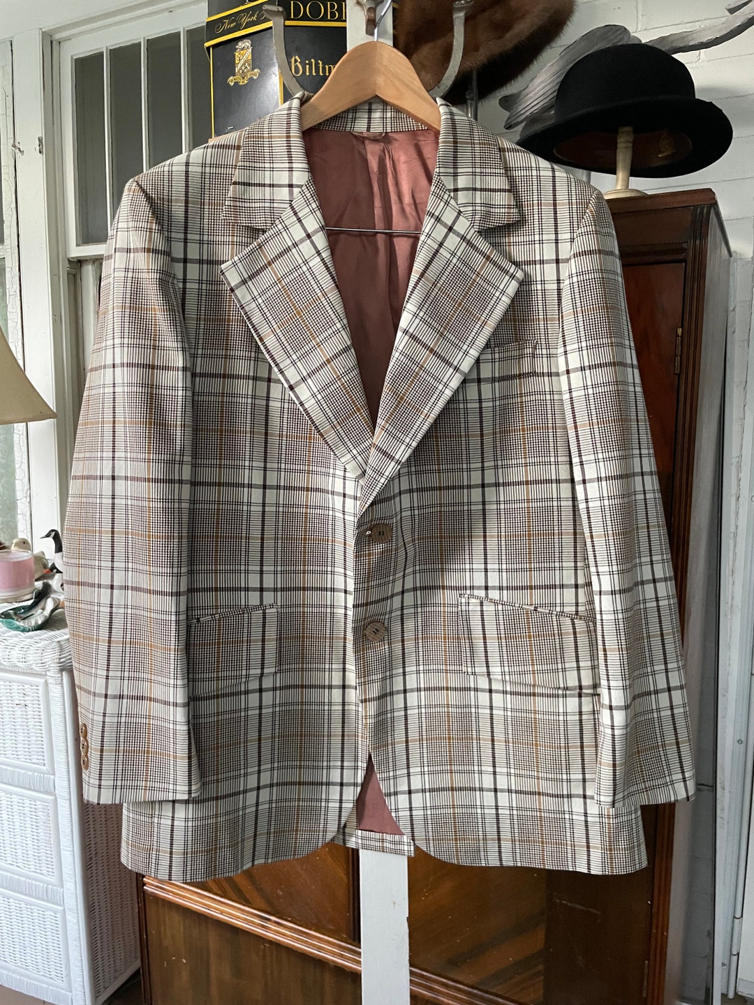 Vintage Sport Coat Jacket Blazer 552 Biltmore Wool Blend Beige and Brown Plaid Sport Coat Blazer Etsy Ireland
