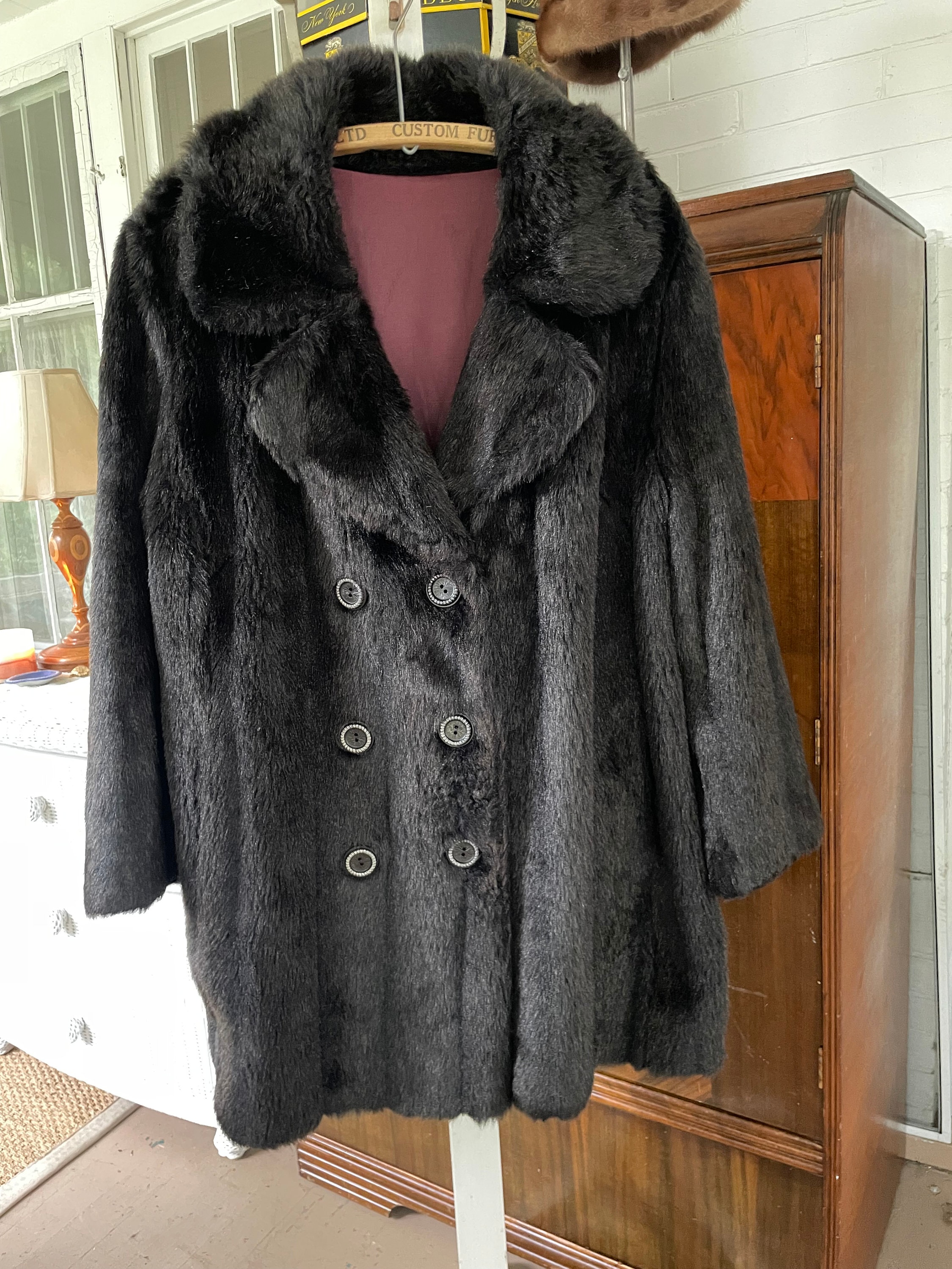 Next black top faux fur coat