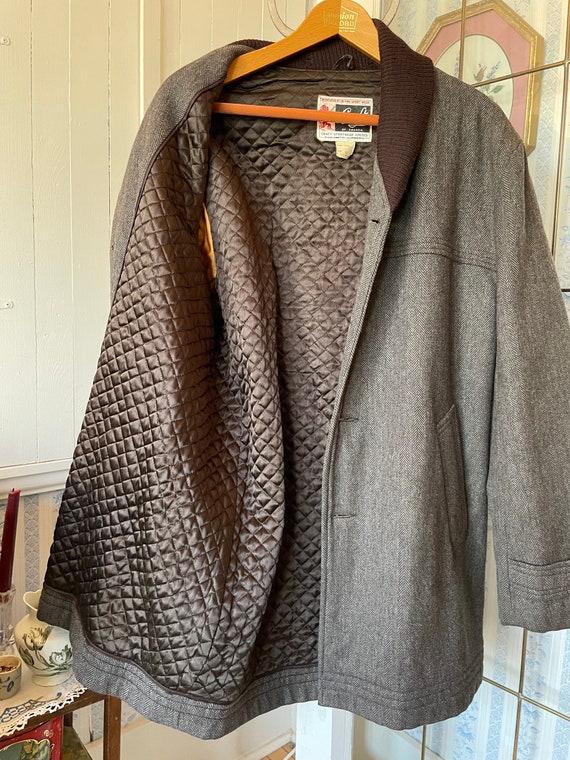 Vintage Wool Jacket, Short Wool Coat (B705), Brown and Beige