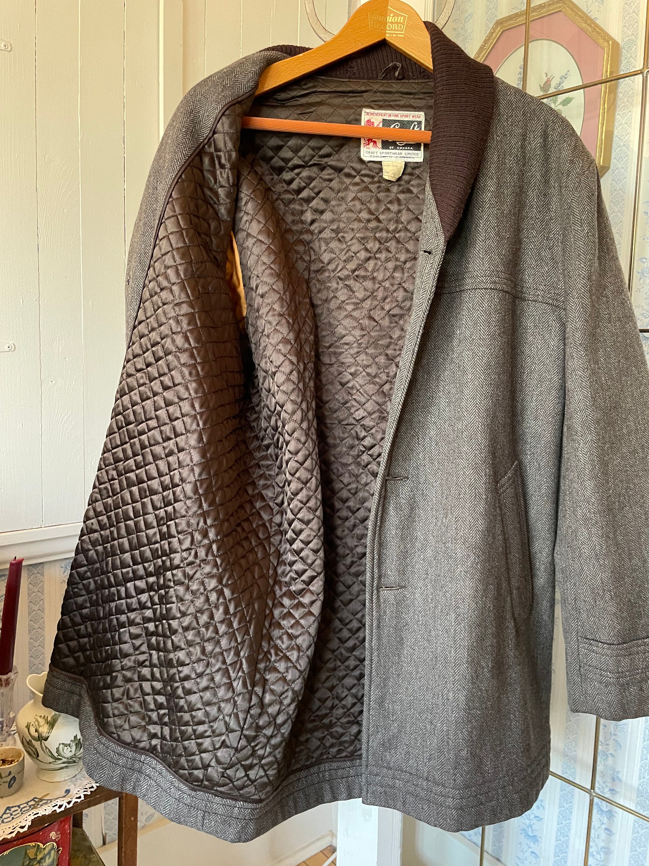 Vintage Wool Jacket, Short Wool Coat (B705), Brown and Beige