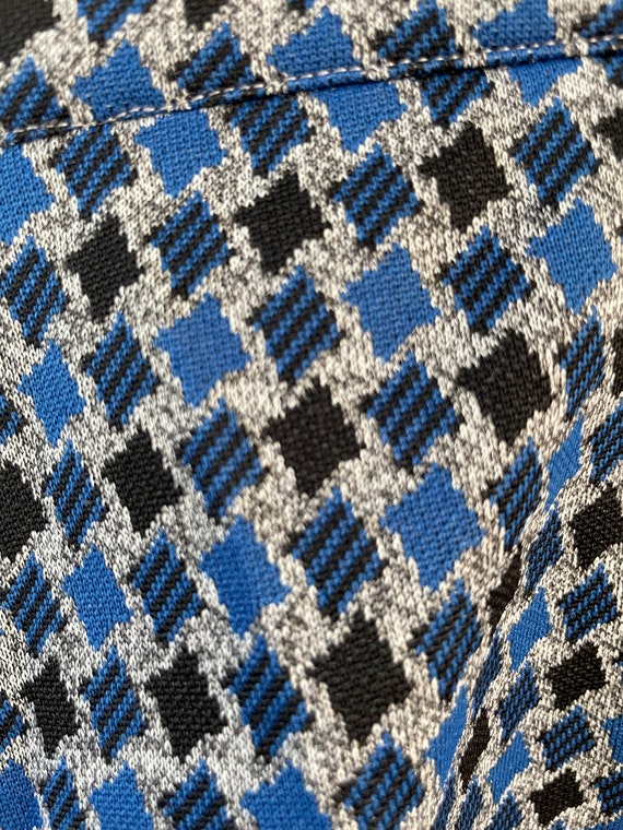 Vintage blue pants, polyester knit patterned pant… - image 6