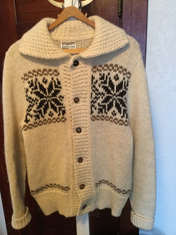 Vintage small Scandinavian ivory knit wool sweate… - image 1