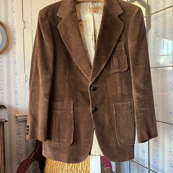 Vintage brown sport coat, brown corduroy jacket (C525), Henley brown corduroy blazer, jacket, sport coat