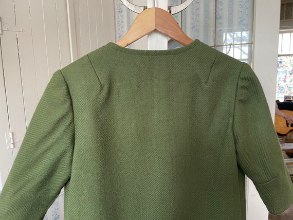 Vintage moss green wool open jacket, coat (B242),… - image 6