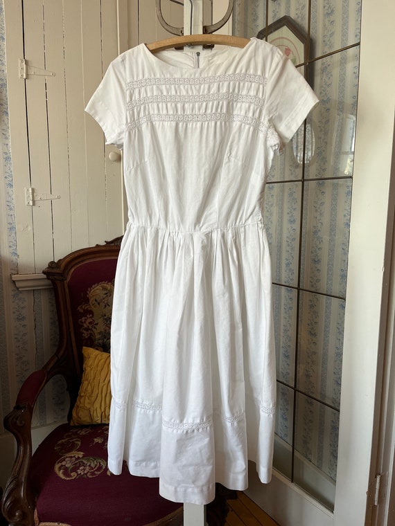 slim fit dress slacks WHITE CREAM White Cotton Long Fitted Dress main image 1