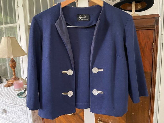 Vintage skirt and jacket, navy blue skirt suit (B… - image 5
