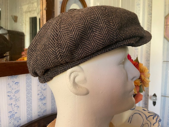 Vintage flat hat, cap, newsboy cap, hat (B639), b… - image 2