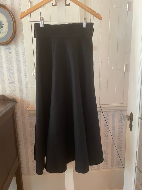Vintage full black skirt, black wool felt circle … - image 1